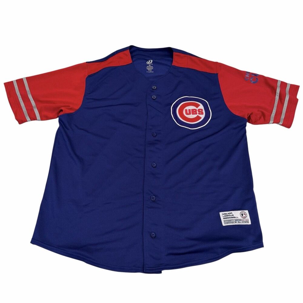 Chicago Cubs MLB Baseball‎ Jersey Adult XL Blue Button Up Short Sleeve Dynasty